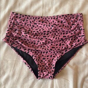 Pink and Black High-Waisted Bikini Bottom